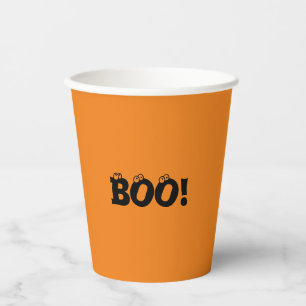 Halloween Scary Boo! eyeballs black orange spooky Paper Cups