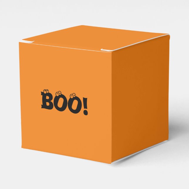 Halloween Scary Boo! eyeballs black orange treats Favor Box (Front Side)