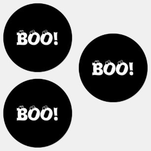Halloween Scary Boo! eyeballs black sticker labels