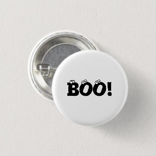 Halloween Scary Boo! eyeballs black white 1 Inch Round Button