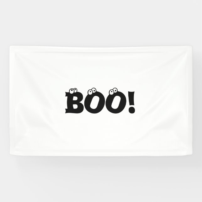 Halloween Scary Boo! eyeballs black white decor Banner (Horizontal)