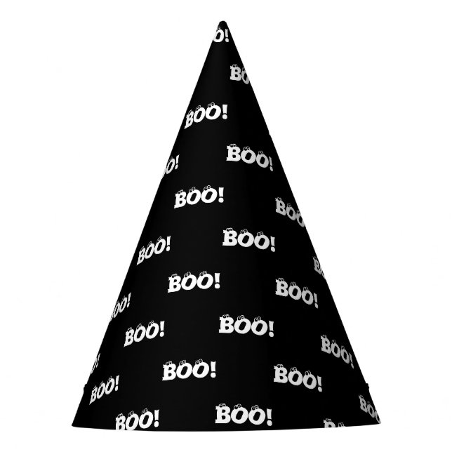 Halloween Scary Boo! eyeballs black white funny Party Hat (Front)