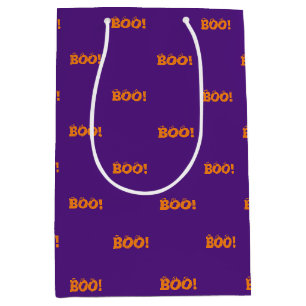 Halloween Scary Boo! eyeballs orange purple treats Medium Gift Bag
