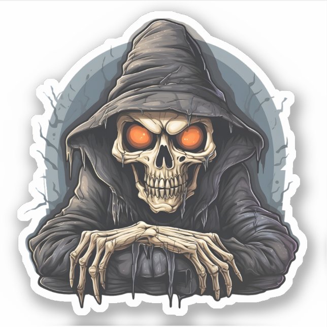 Halloween Scary Cartoon Bored Skeleton (Front)