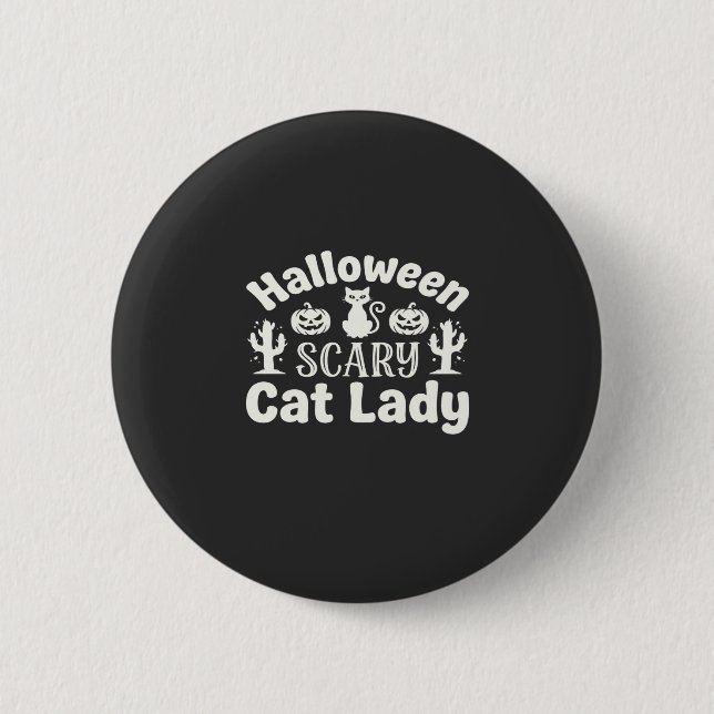 Halloween Scary Cat Lady_1 2 Inch Round Button (Front)