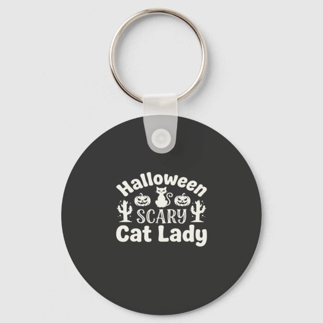 Halloween Scary Cat Lady_1 Keychain (Front)