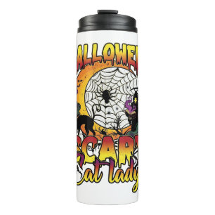 Halloween Scary Cat Lady Grim Reaper Moon Magic Bo Thermal Tumbler