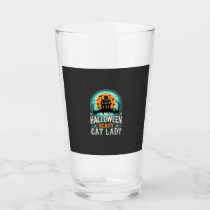 Halloween Scary Cat Lady Haunted House Design_1 Glass
