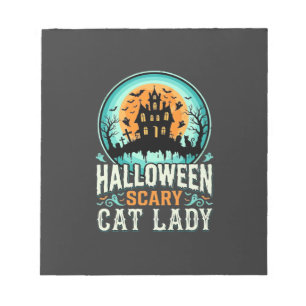 Halloween Scary Cat Lady Haunted House Design_1 Notepad