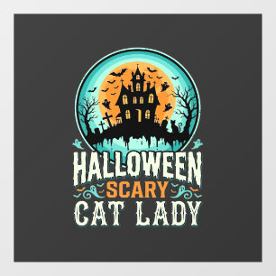 Halloween Scary Cat Lady Haunted House Design_1 Window Cling
