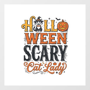 Halloween Scary Cat Lady Vintage Cat Shirt Design_ Window Cling