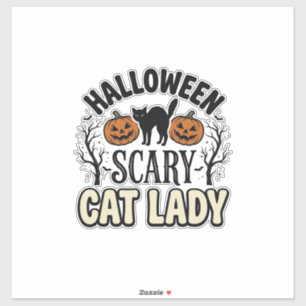 Halloween Scary Cat Lady Vintage Vector Design_1