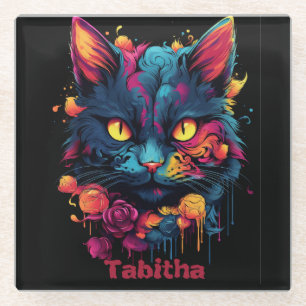 Halloween/Scary Cat/Witch/Wizard personalized Glass Coaster