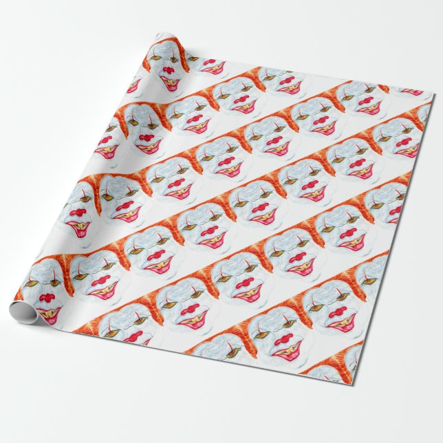 Halloween Scary Clown2 Wrapping Paper (Unrolled)
