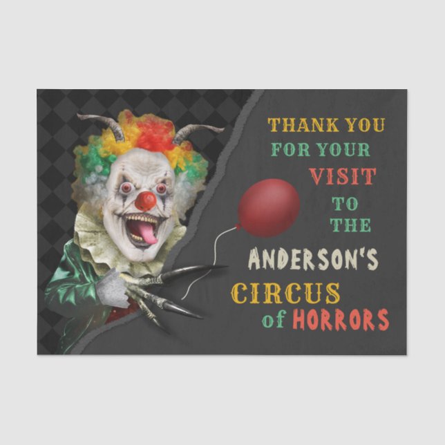 Halloween Scary Clown Adult Creepy Circus Party Tissue Paper (Front)