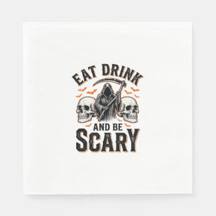 Halloween Scary Eat Drink And Be Scary Grim Reaper Napkin