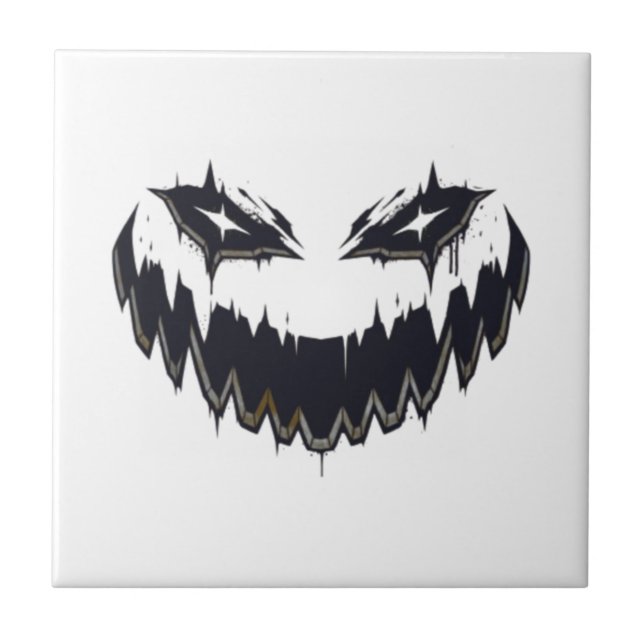 Halloween Scary Evil Pumpkin Funny Pumpkin Head Cl Tile (Front)
