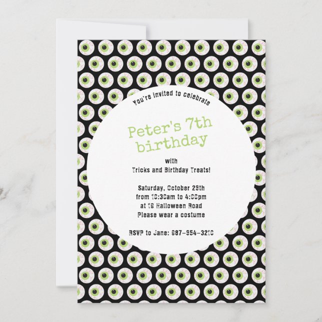Halloween Scary Eyeball Birthday Invitation (Front)