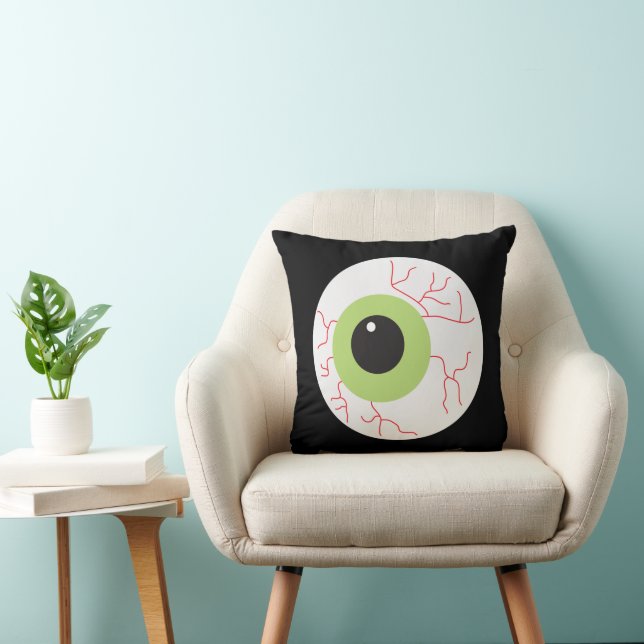 Halloween Scary Eyeball Throw Pillow (Chair)