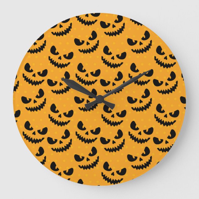 Halloween: scary faces, vintage style. large clock (Front)