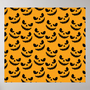 Halloween: scary faces, vintage style. poster