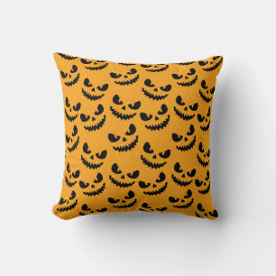 Halloween: scary faces, vintage style. throw pillow