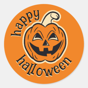 Halloween Scary Funny Cute Pumpkin  Classic Round Sticker