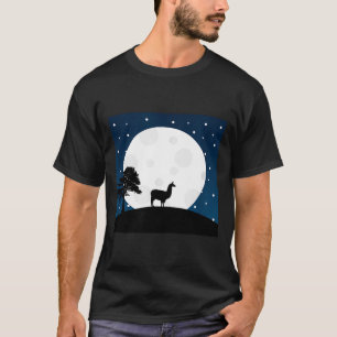 Halloween scary gift - llama on moon - animal T-Shirt