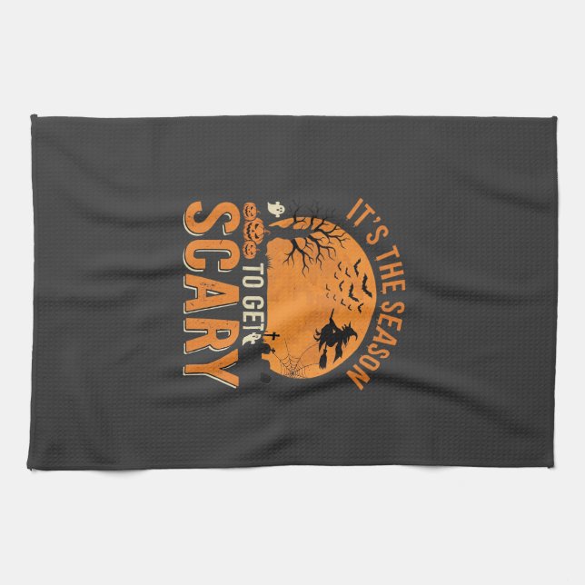 Halloween Scary Haunted Castle Vector Kitchen Towel (Horizontal)