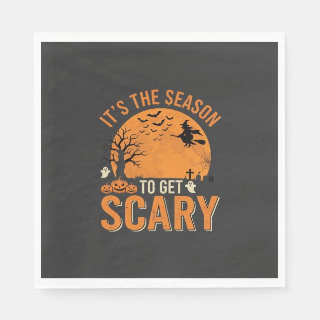 Halloween Scary Haunted Castle Vector Napkin (Front)