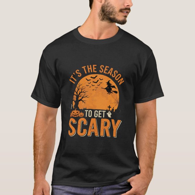 Halloween Scary Haunted Castle Vector T-Shirt (Front)