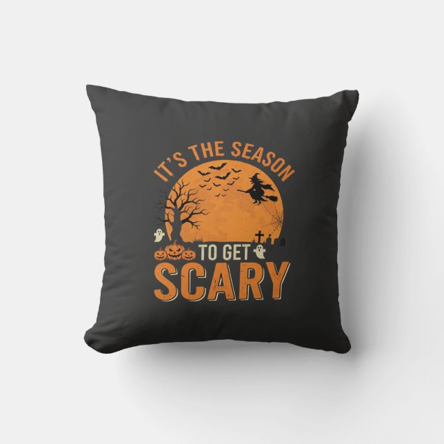 Halloween Scary Haunted Castle Vector Throw Pillow (Front)