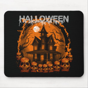 HALLOWEEN SCARY HAUNTED HOUSE SKULLS MOUSE PAD