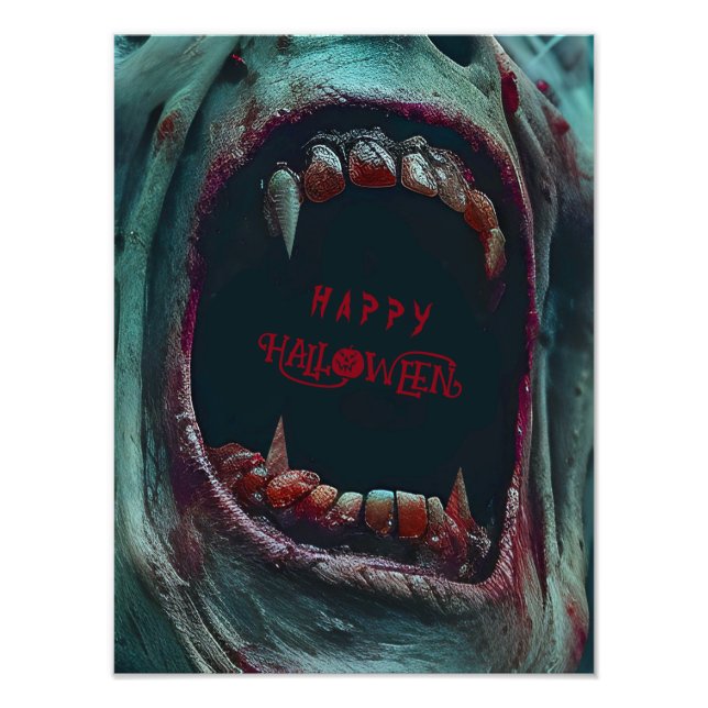   HALLOWEEN SCARY MONSTER COSTUME PARTY PHOTO PRINT (Front)