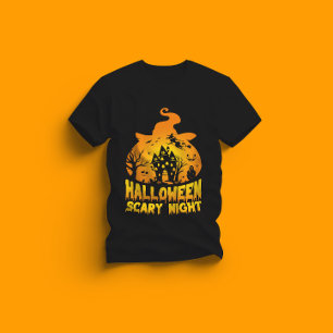 Halloween Scary Night Haunted House Design T-Shirt