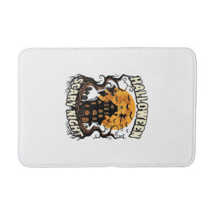 Halloween Scary Night Haunted House Full Moon Witc Bath Mat