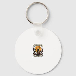 Halloween Scary Night Haunted House Full Moon Witc Keychain