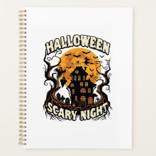 Halloween Scary Night Haunted House Full Moon Witc Planner