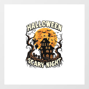 Halloween Scary Night Haunted House Full Moon Witc Window Cling