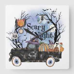 Halloween Scary_Night Square Wall Clock