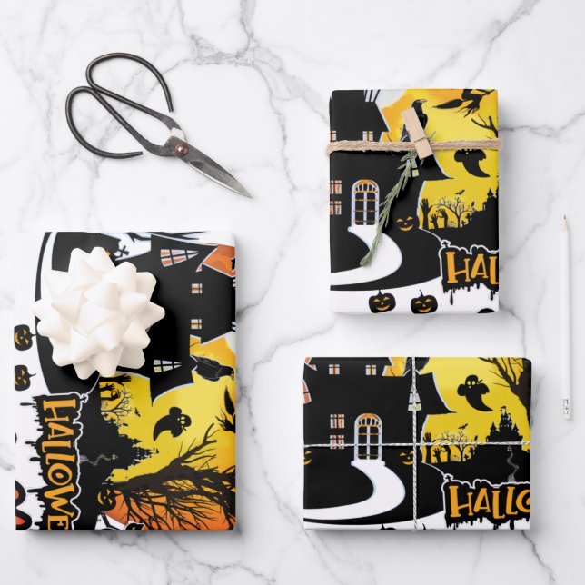Halloween Scary Night Wrapping Paper Sheet (Front)