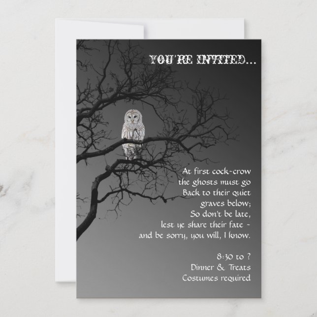 Halloween Scary Owl in a Tree Party Invitation (Front)