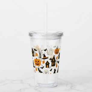 Halloween Scary Pattern – Spooky & Festive Acrylic Tumbler