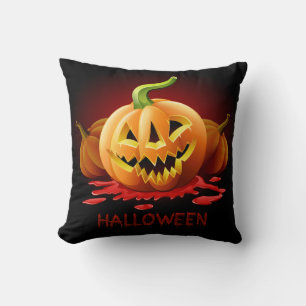 Halloween Scary Pumpkin - Customize Throw Pillow