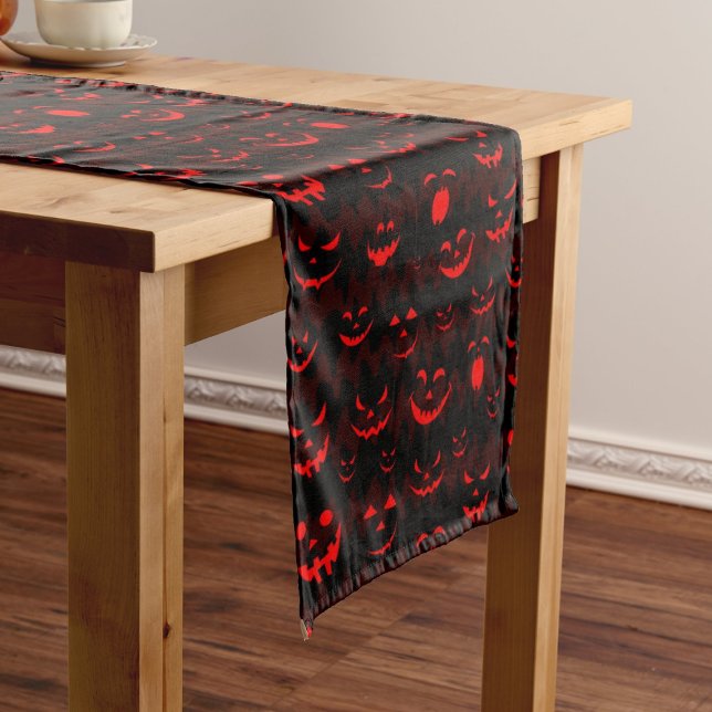 Halloween Scary Pumpkin Fall Holiday  Medium Table Runner (Creator Uploaded)