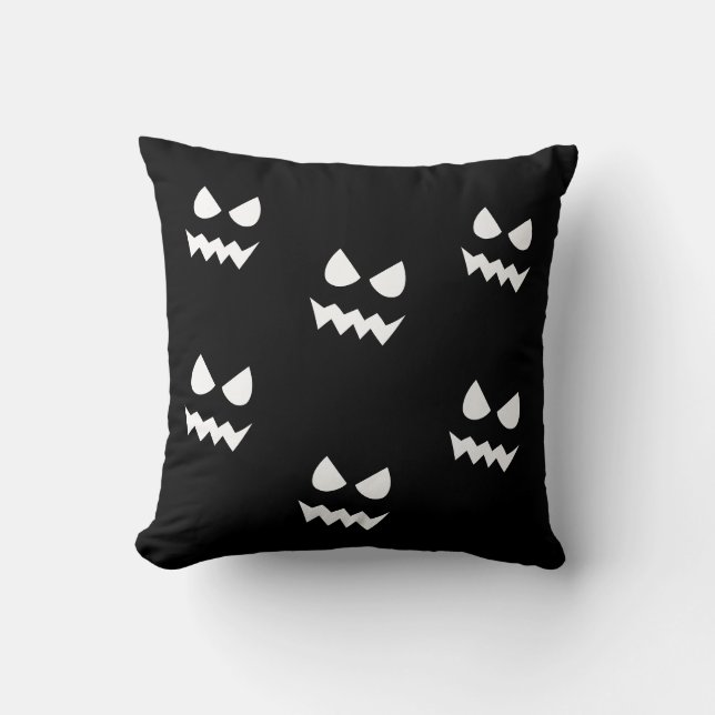 Halloween Scary Pumpkin Ghost Face  Throw Pillow (Front)