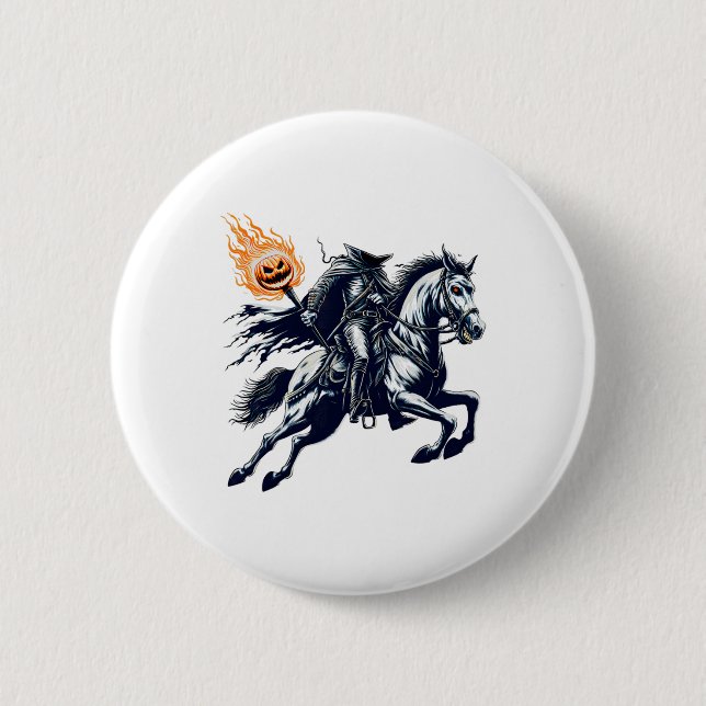 Halloween Scary Pumpkin Headless Horseman  2 Inch Round Button (Front)