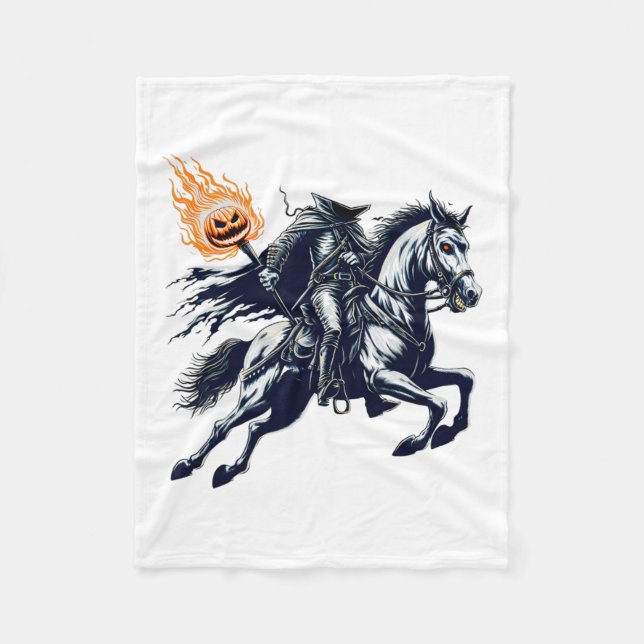 Halloween Scary Pumpkin Headless Horseman  Fleece Blanket (Front)