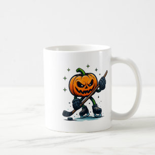 Halloween Scary Pumpkin Showing Hockey Skills Spoo Coffee Mug