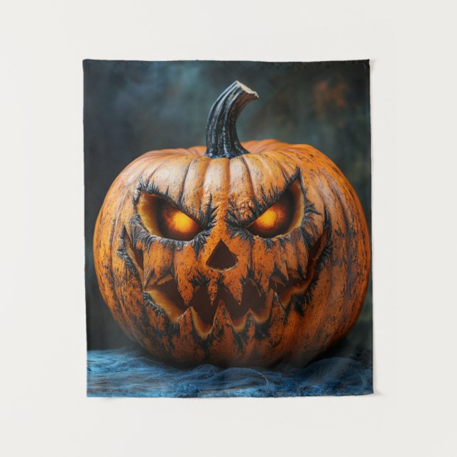 Halloween Scary Pumpkin Tapestry (Front)